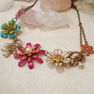 Jewelry - Pink Blue White Flower Necklace Jewelry - Pink Blue White Flower Necklace